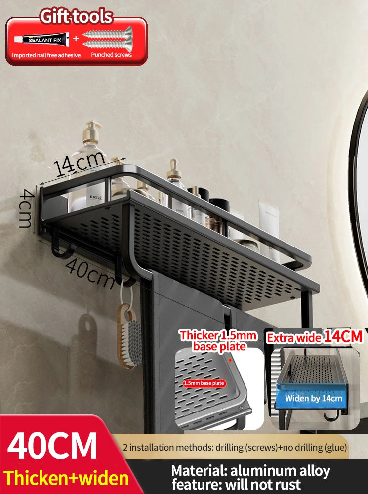 Wall-Mounted Aluminum Bathroom Rack