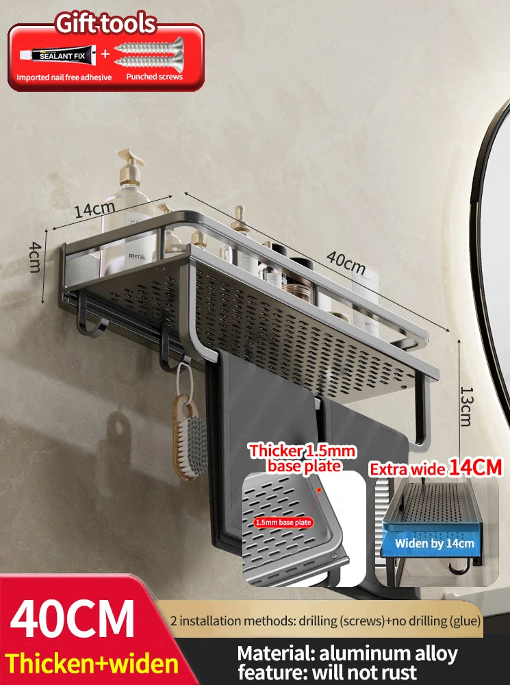 Wall-Mounted Aluminum Bathroom Rack