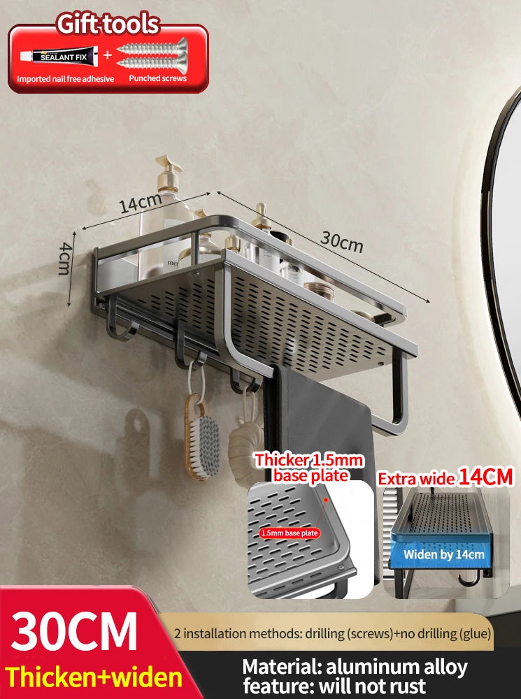 Wall-Mounted Aluminum Bathroom Rack