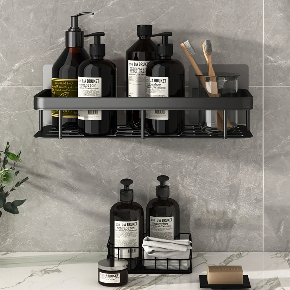 No-Drill Corner Bathroom Shelf