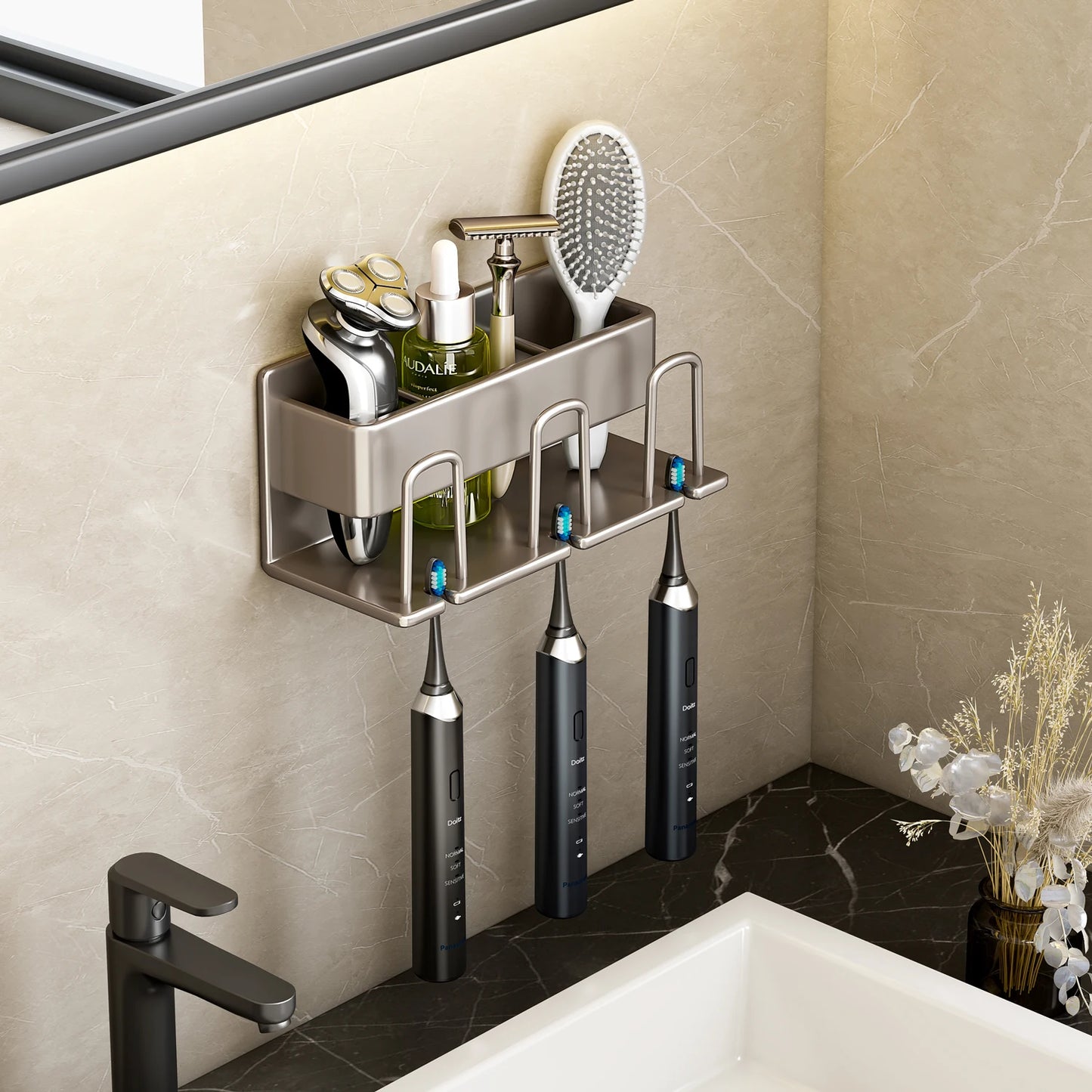 Metal Toothbrush & Toothpaste Holder