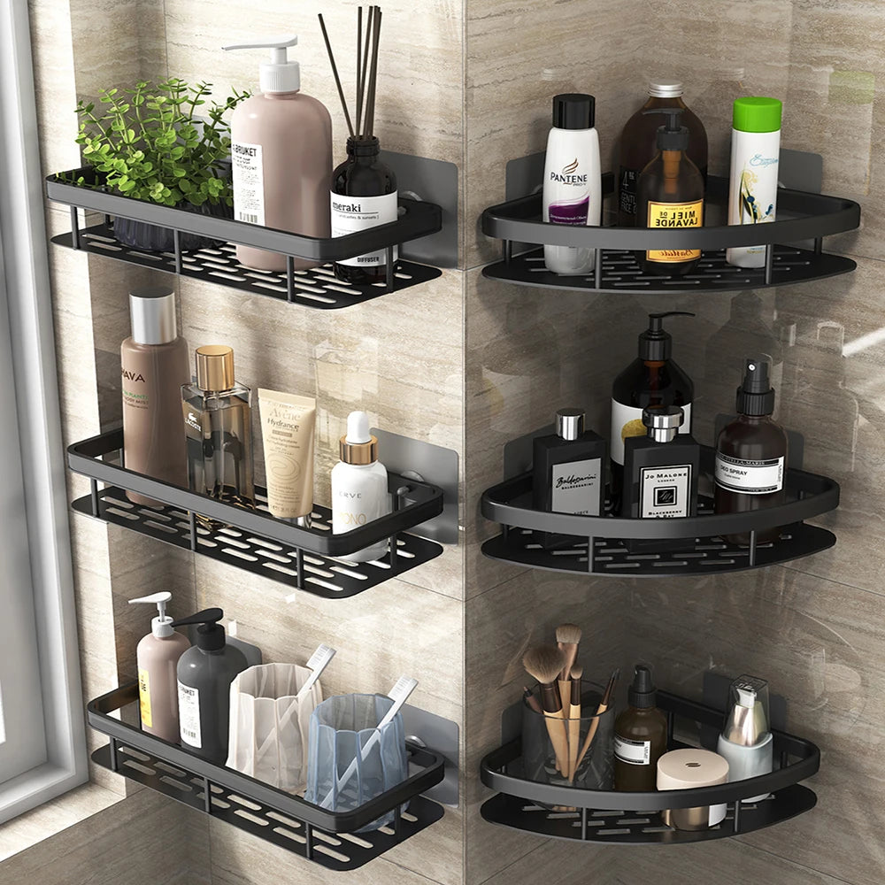 No-Drill Corner Bathroom Shelf