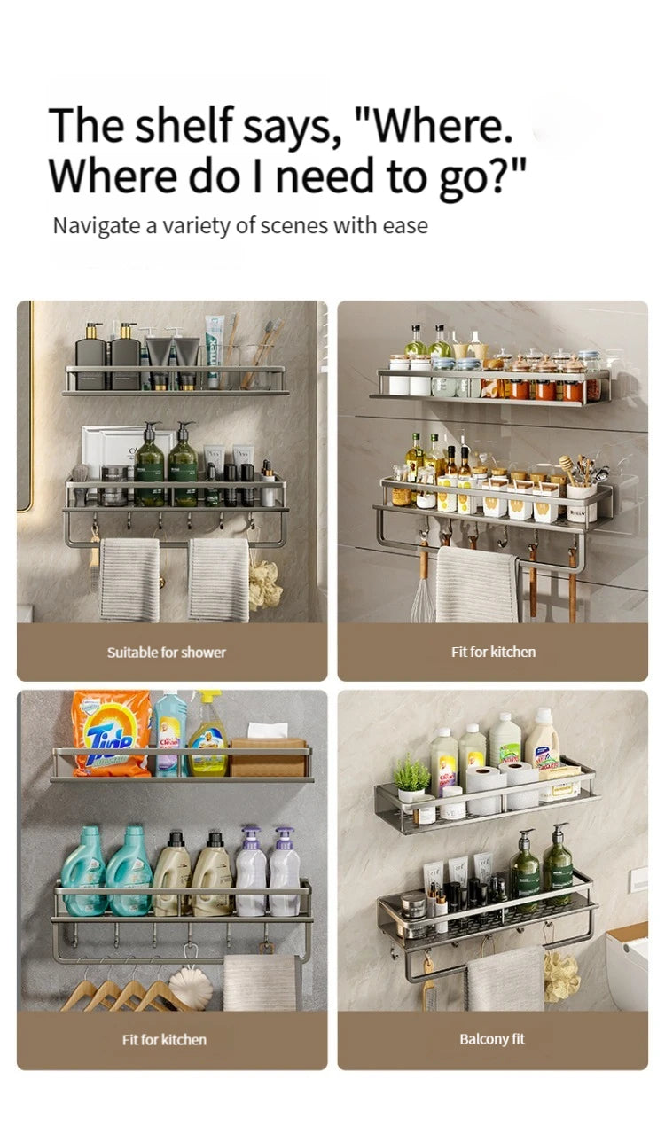 Wall-Mounted Aluminum Bathroom Rack