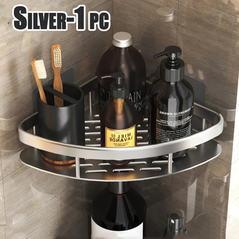 No-Drill Corner Bathroom Shelf
