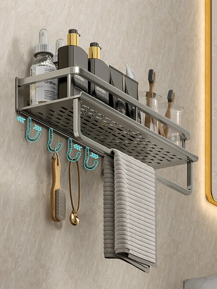 Wall-Mounted Aluminum Bathroom Rack