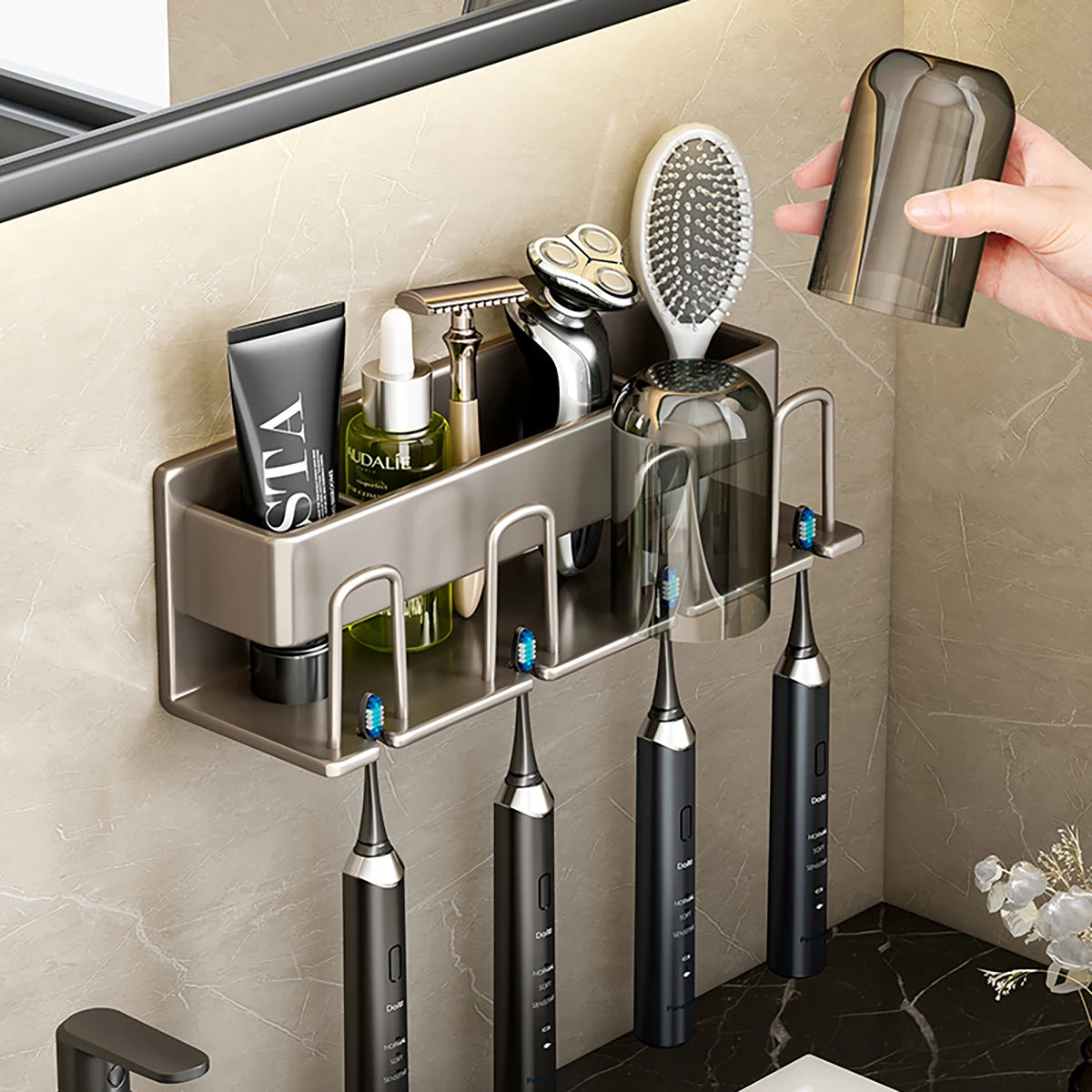 Metal Toothbrush & Toothpaste Holder