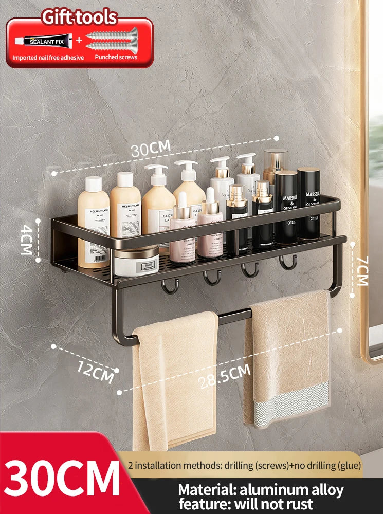 Wall-Mounted Aluminum Bathroom Rack