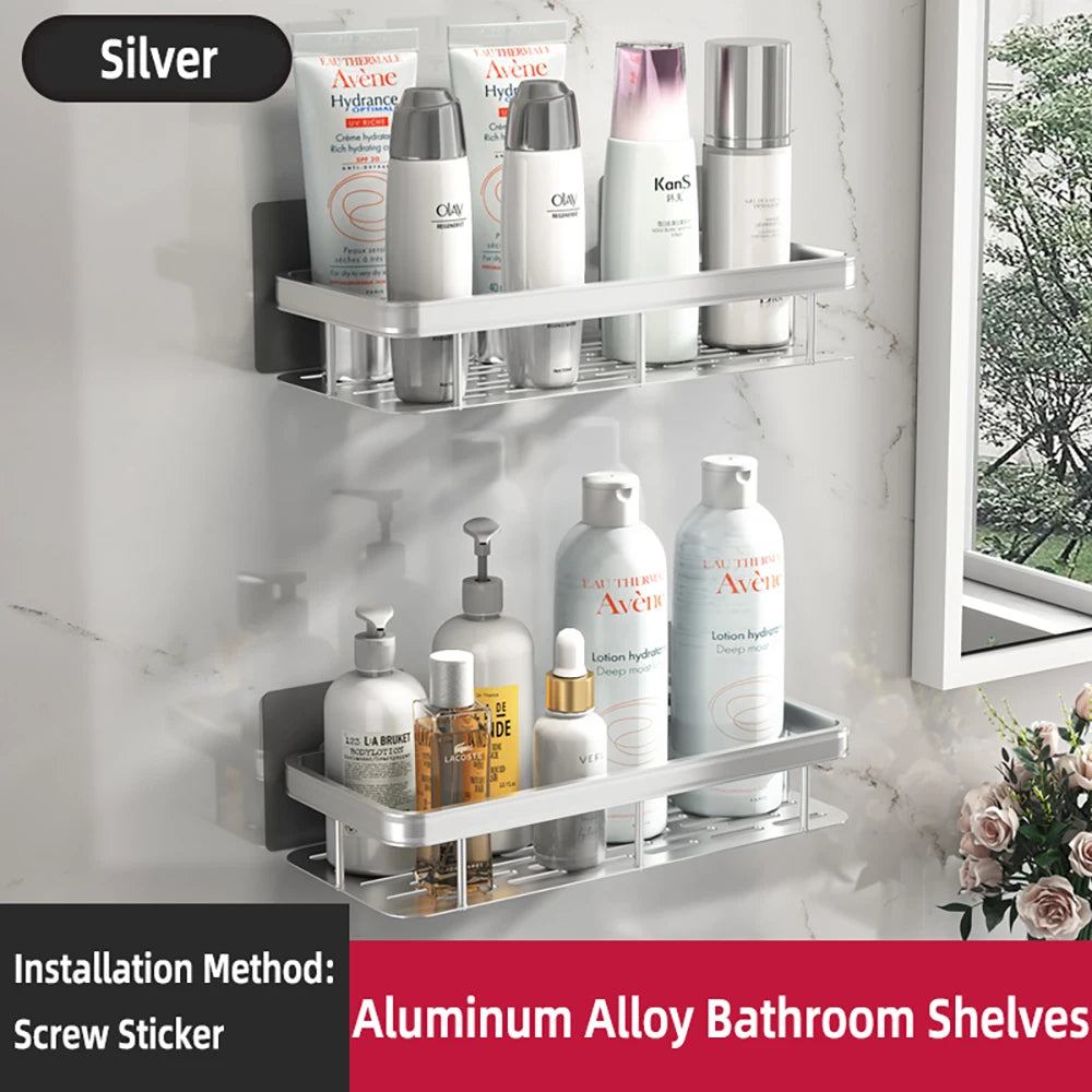 No-Drill Corner Bathroom Shelf