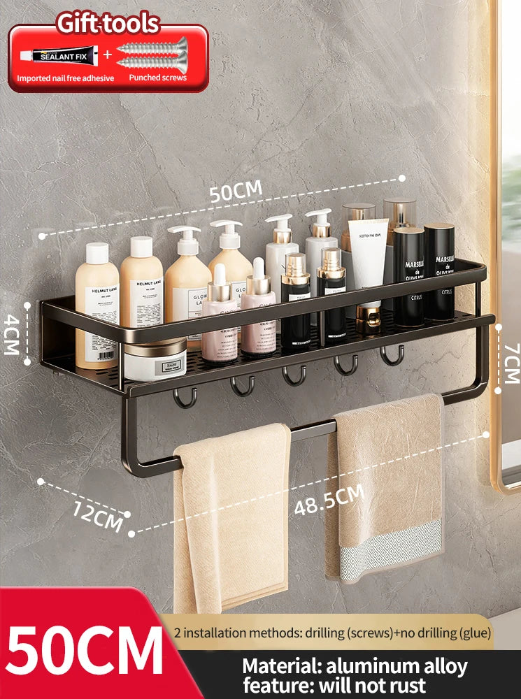 Wall-Mounted Aluminum Bathroom Rack