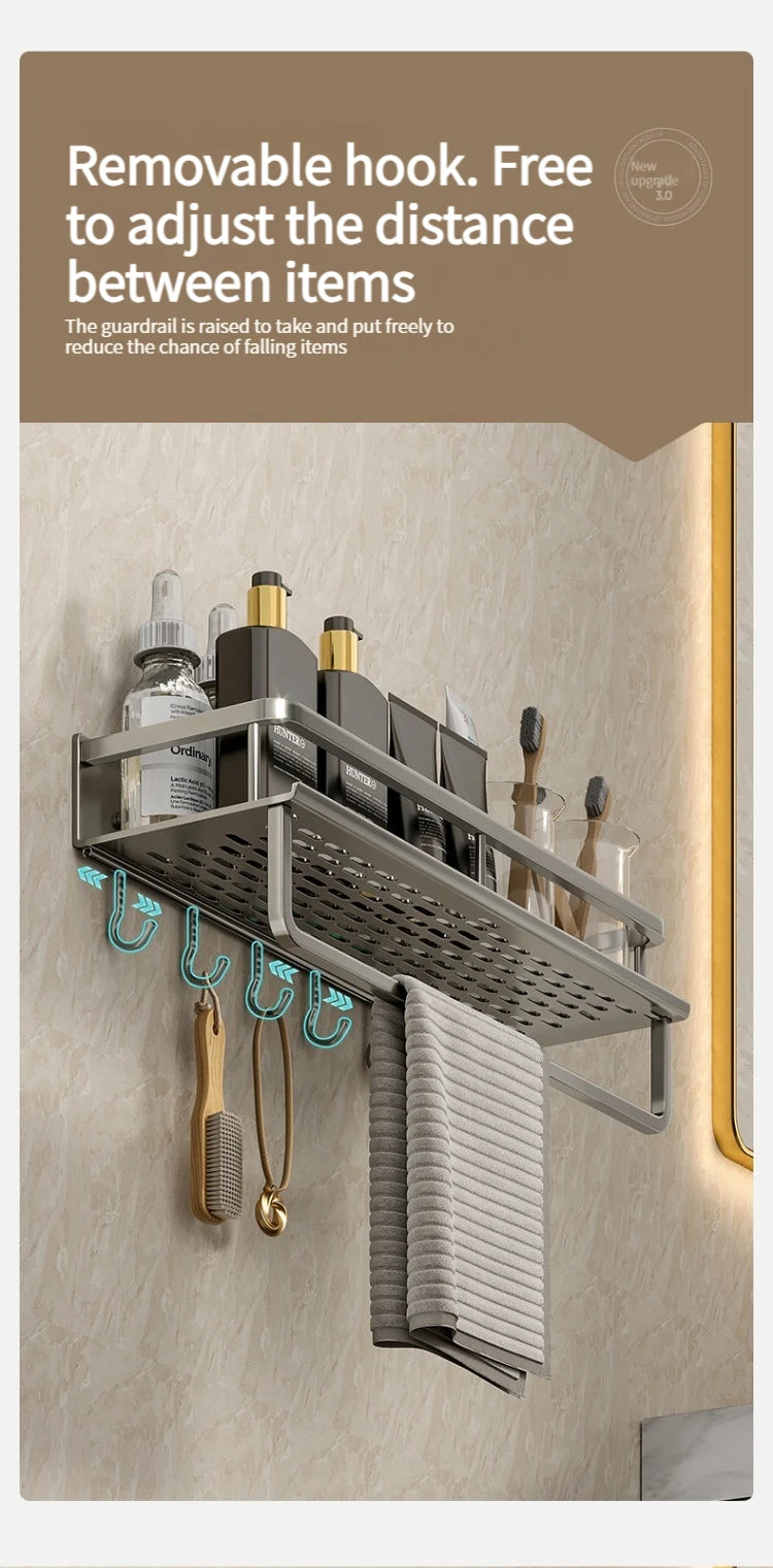 Wall-Mounted Aluminum Bathroom Rack