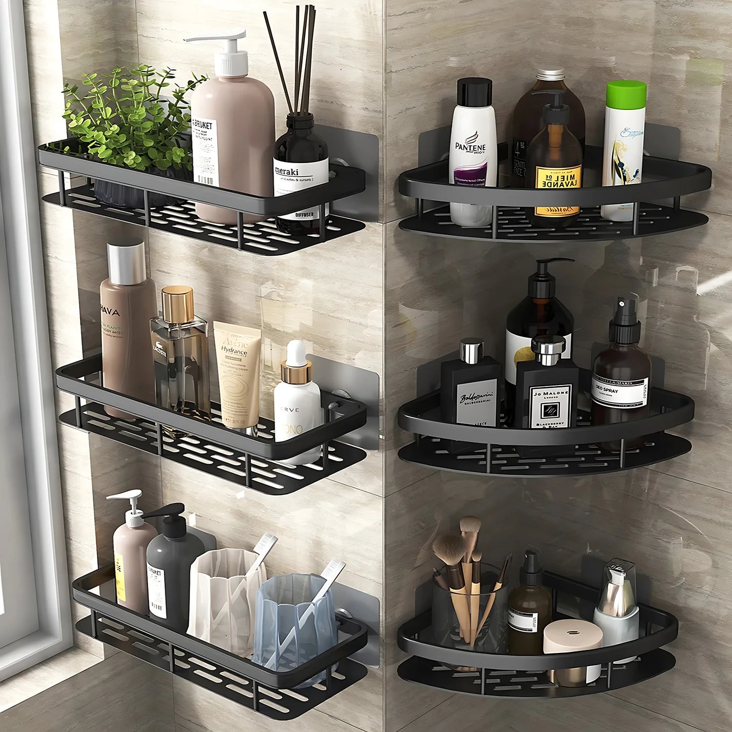 No-Drill Corner Bathroom Shelf