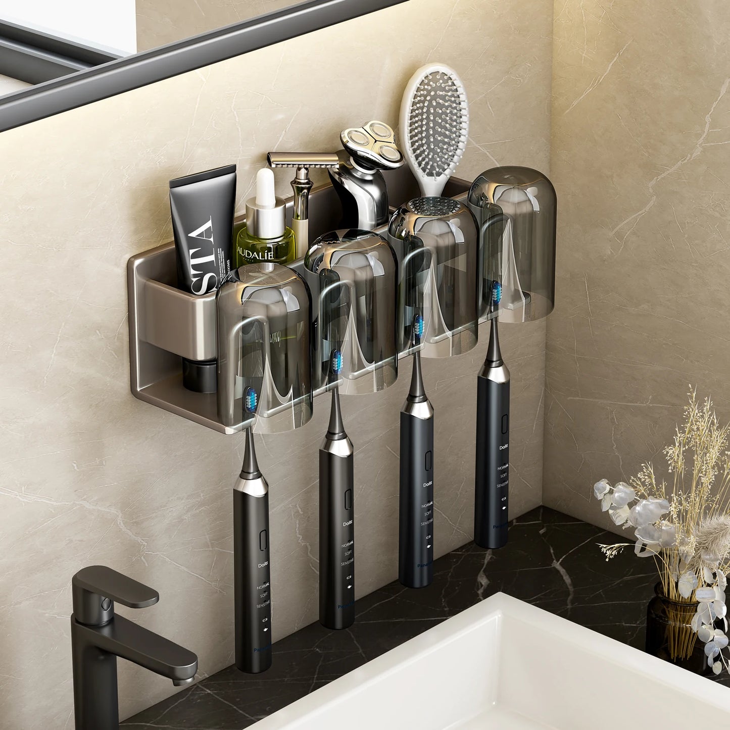 Metal Toothbrush & Toothpaste Holder