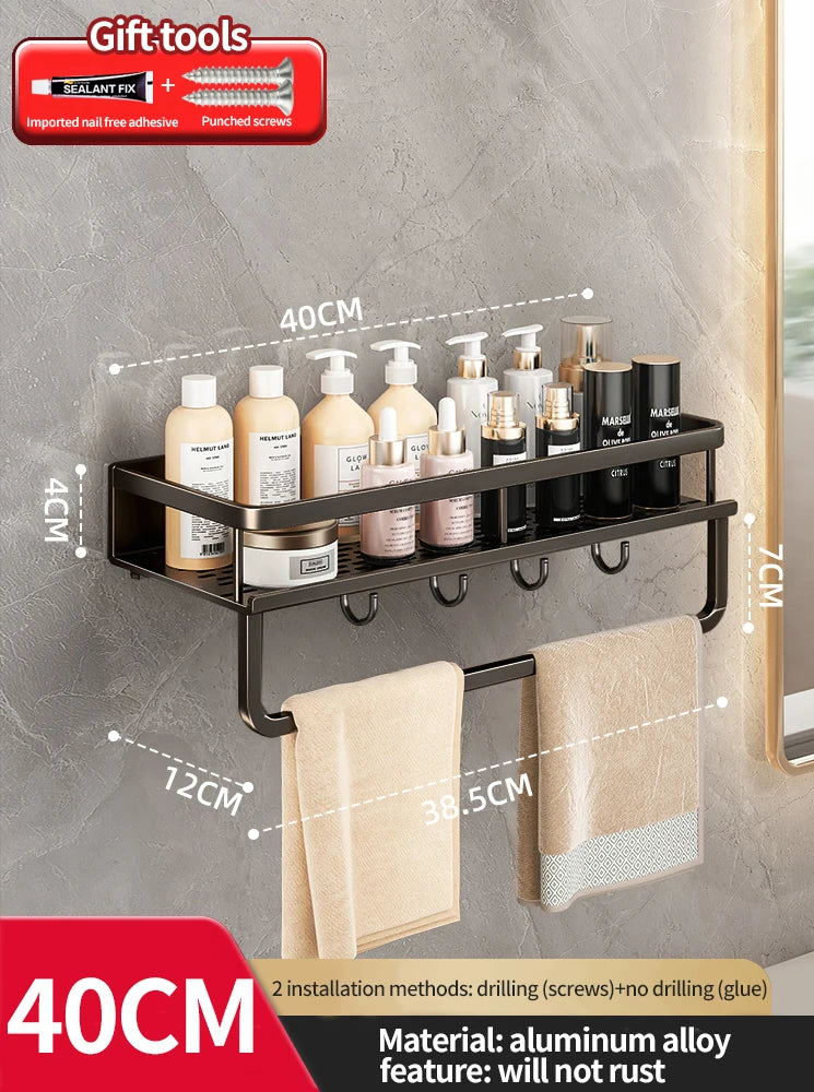 Wall-Mounted Aluminum Bathroom Rack