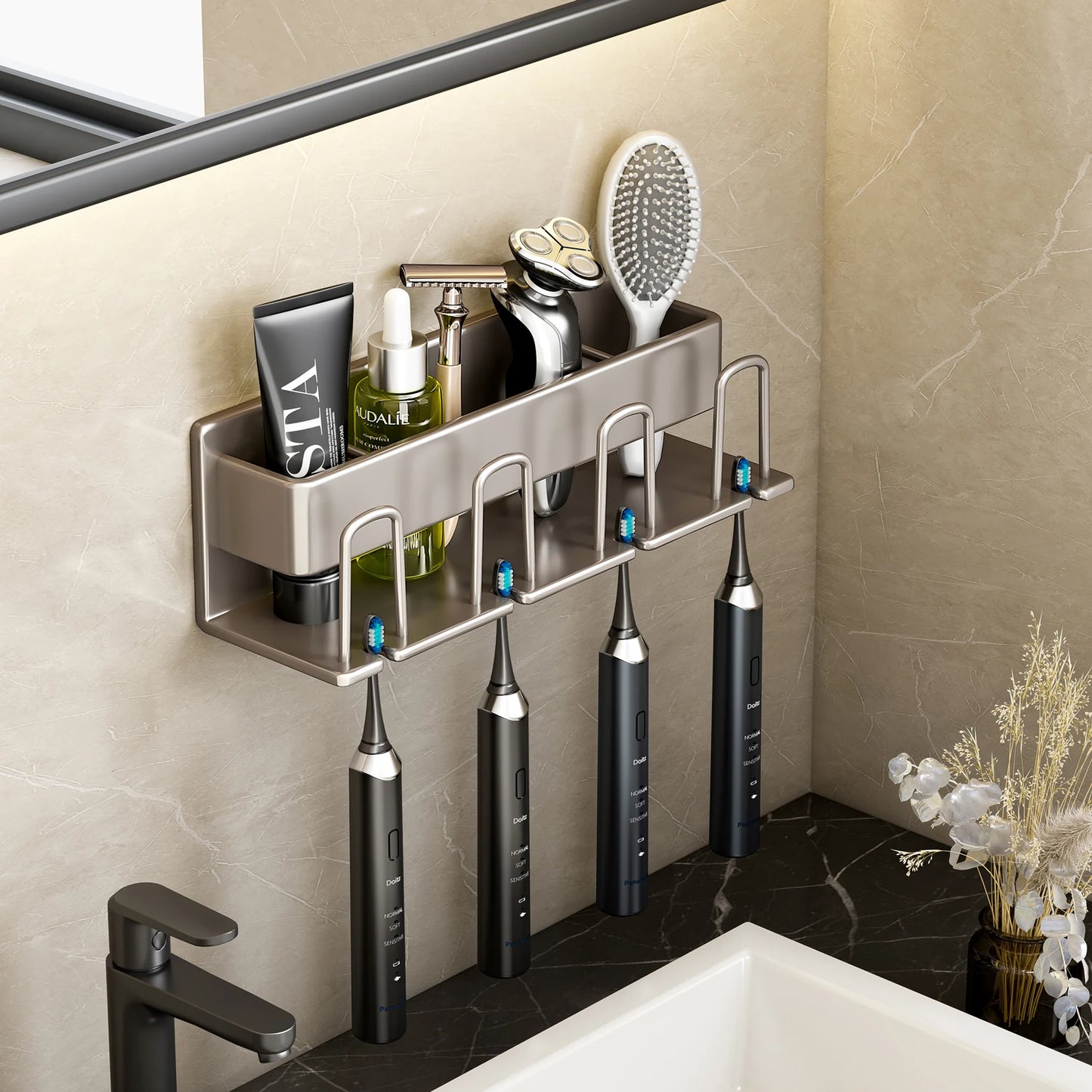 Metal Toothbrush & Toothpaste Holder