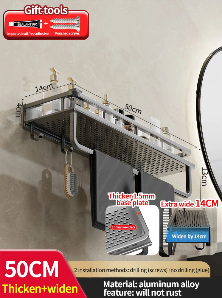 Wall-Mounted Aluminum Bathroom Rack