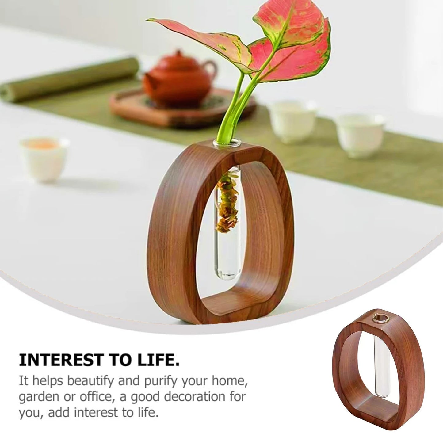 Wooden Rack Hydroponic Vase