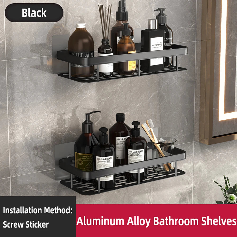 No-Drill Corner Bathroom Shelf