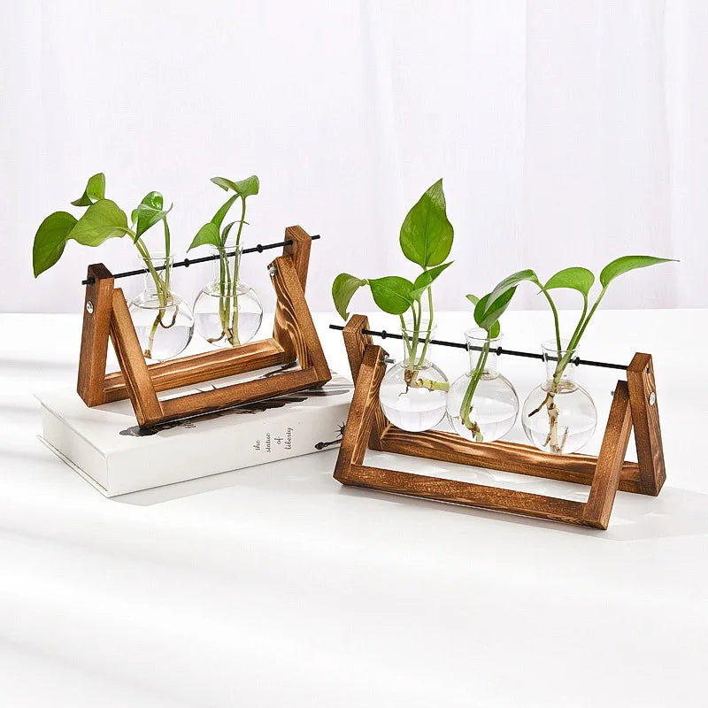 Wooden Hydroponic Vase Holder