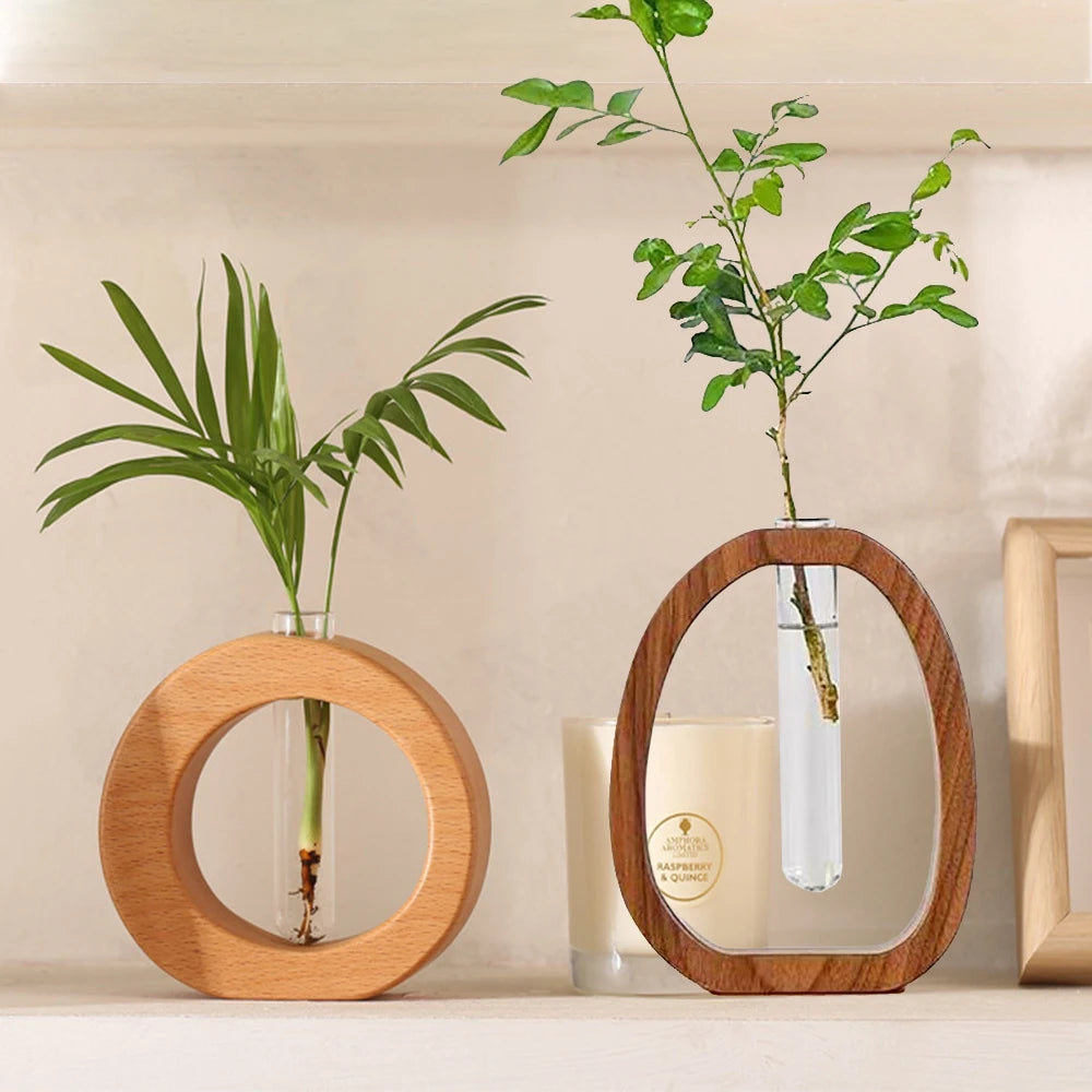Wooden Rack Hydroponic Vase