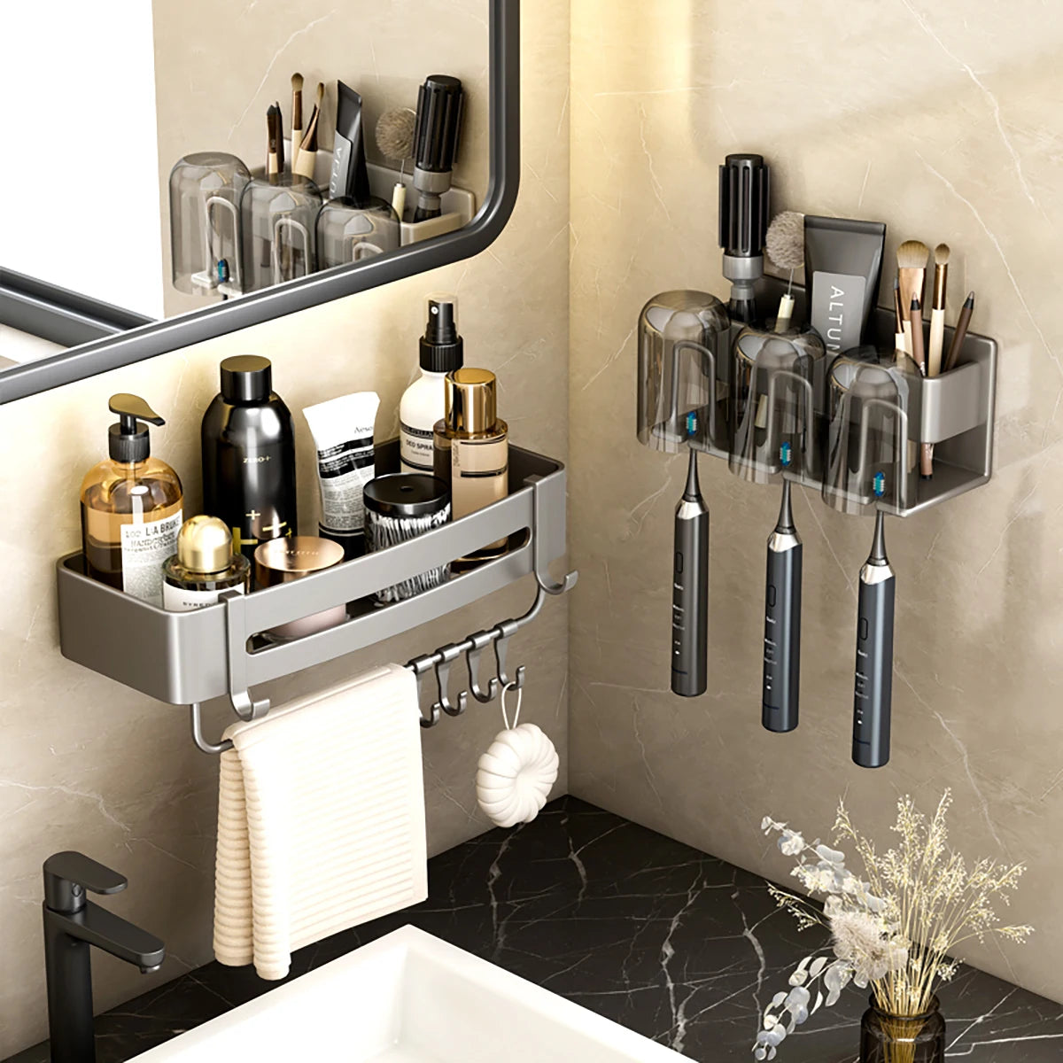 Metal Toothbrush & Toothpaste Holder