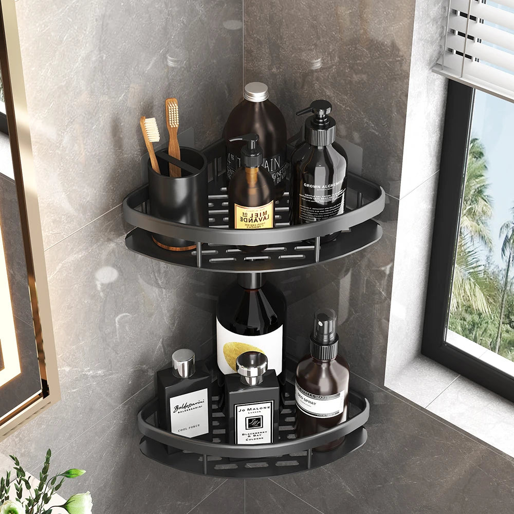 No-Drill Corner Bathroom Shelf