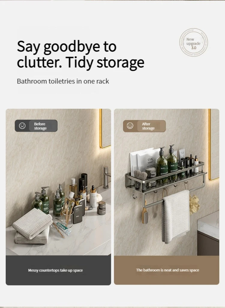 Wall-Mounted Aluminum Bathroom Rack