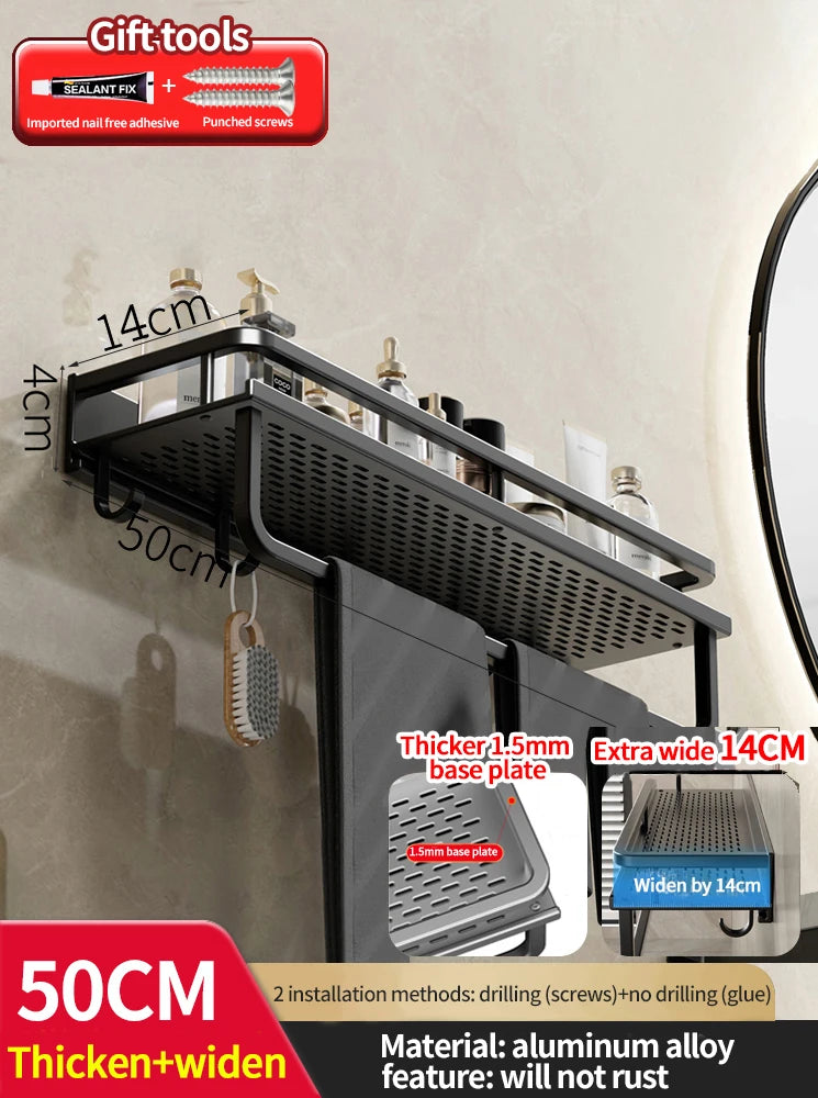 Wall-Mounted Aluminum Bathroom Rack