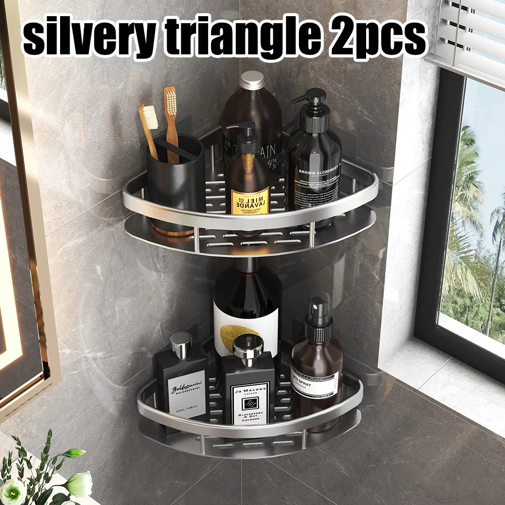 No-Drill Corner Bathroom Shelf