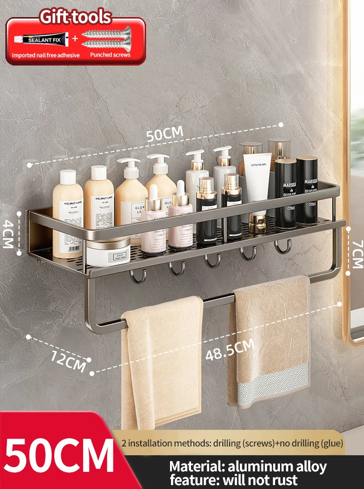 Wall-Mounted Aluminum Bathroom Rack