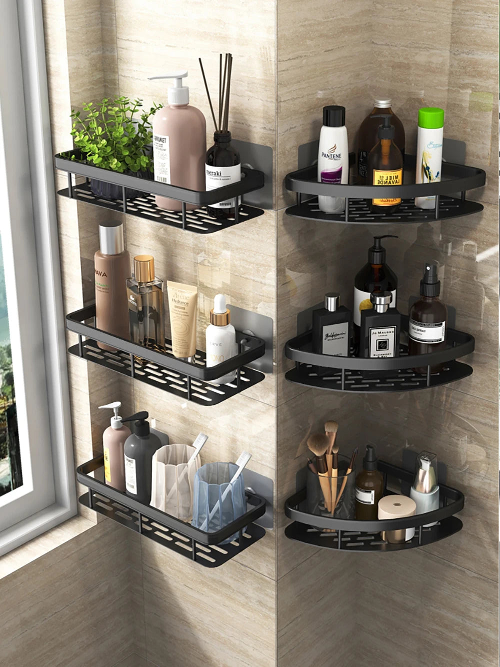 No-Drill Corner Bathroom Shelf