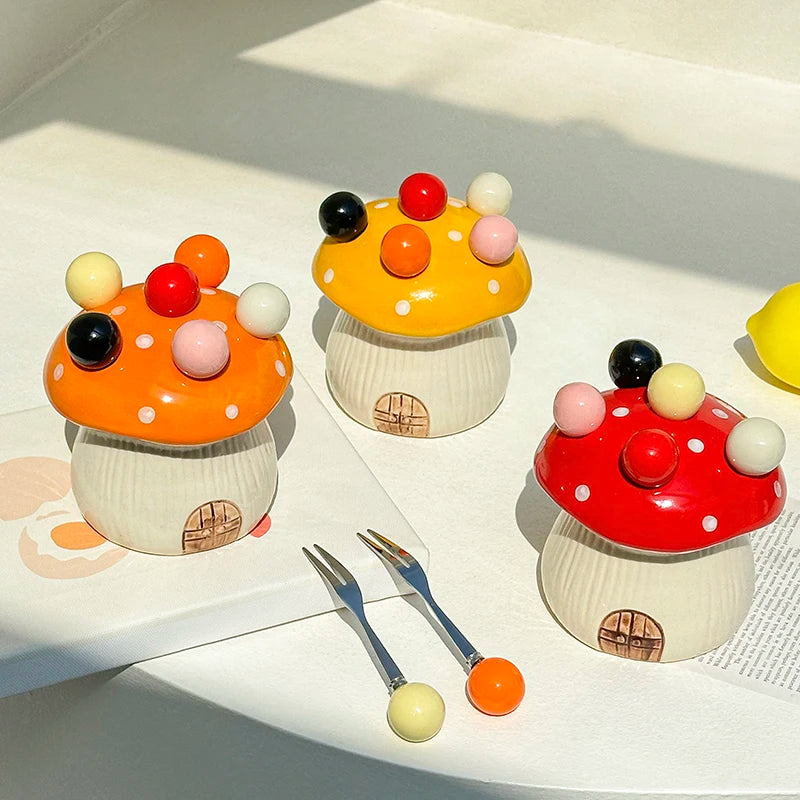 Cute Mushroom Fruit Fork Set