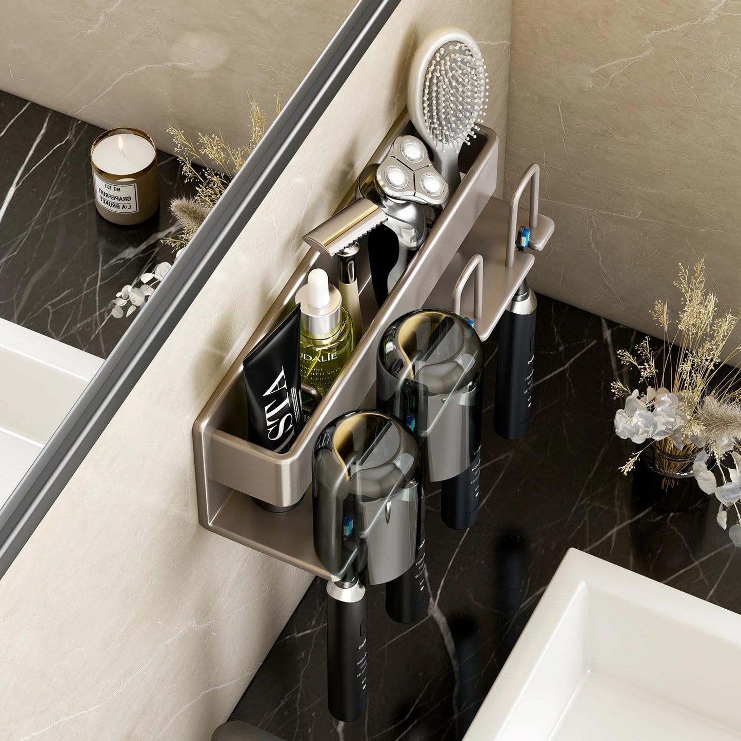 Metal Toothbrush & Toothpaste Holder