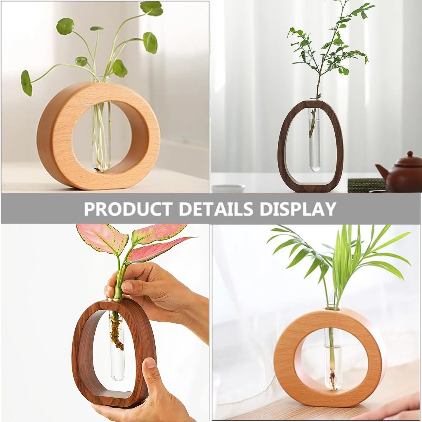 Wooden Rack Hydroponic Vase
