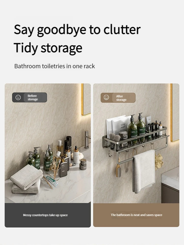 Wall-Mounted Aluminum Bathroom Rack