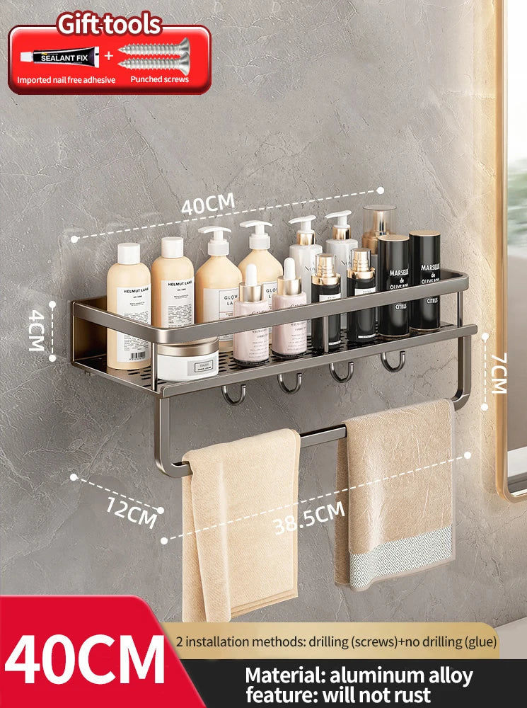 Wall-Mounted Aluminum Bathroom Rack