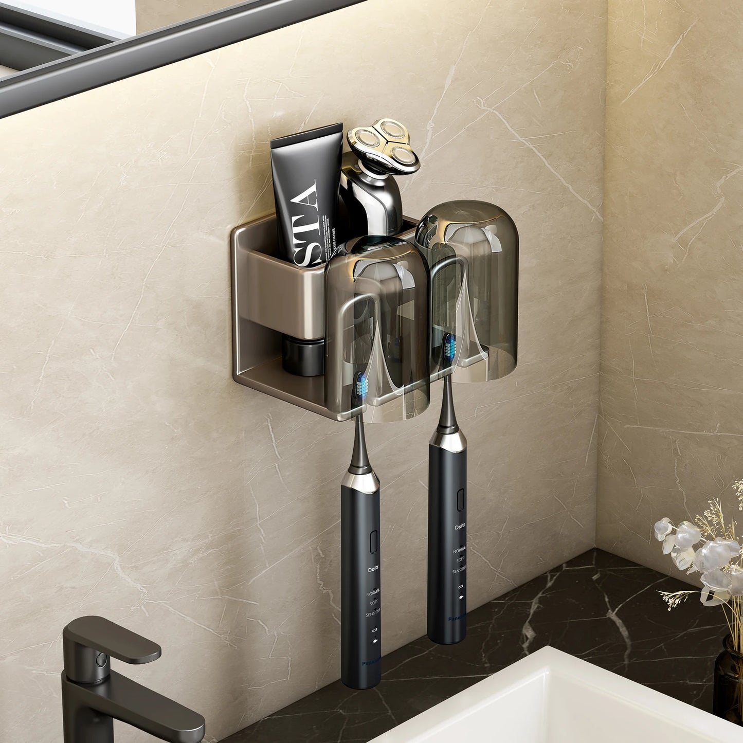 Metal Toothbrush & Toothpaste Holder