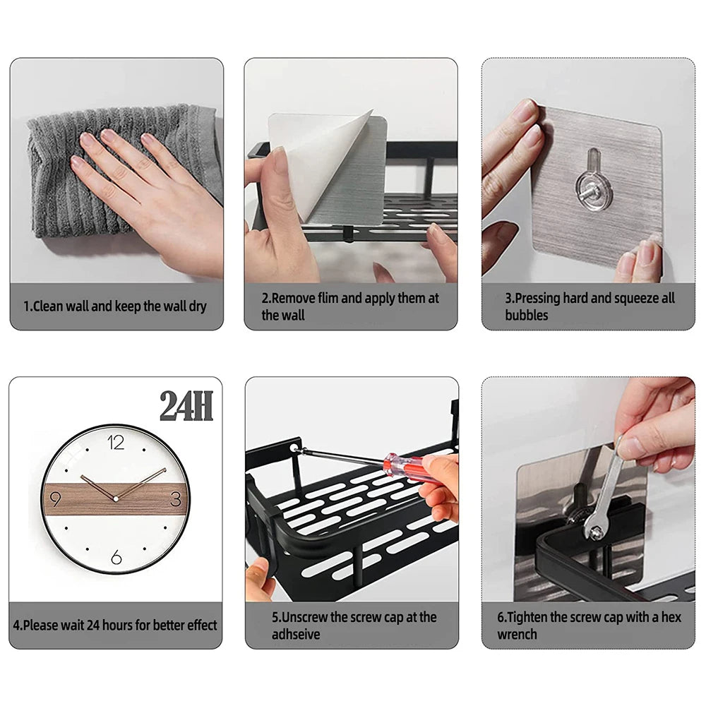 No-Drill Corner Bathroom Shelf